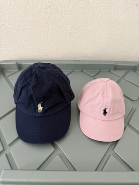 Ralph Lauren Kids Baseball Caps in Navy & Light Pink